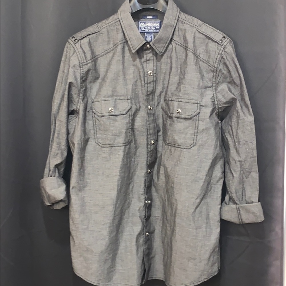 Snap Button Gray Button Up